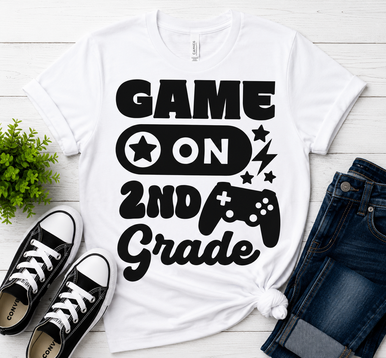 Game On 2nd Grade t-shirt in white
