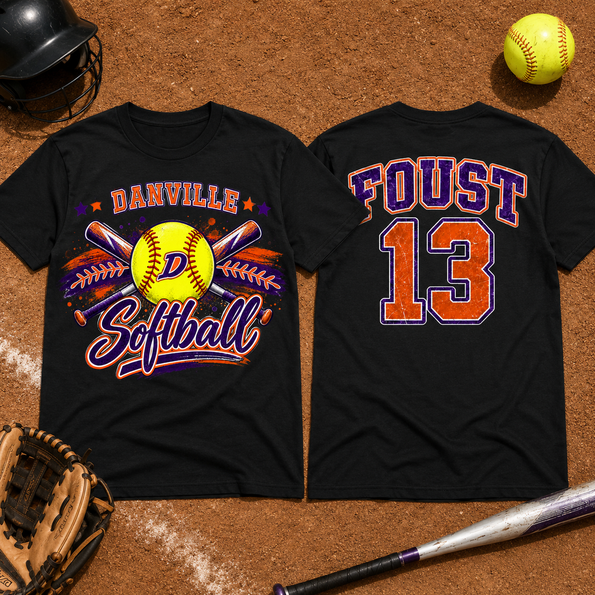 Danville Softball T-Shirt | Team Name & Number Back Jersey Style