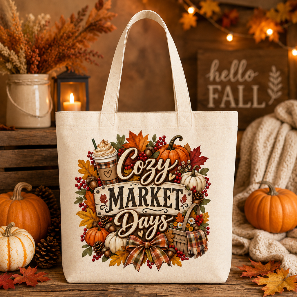 Cozy Market Days Fall Tote Bag