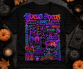 Hocus Pocus Halloween T-Shirt with colorful graphic print on black tee