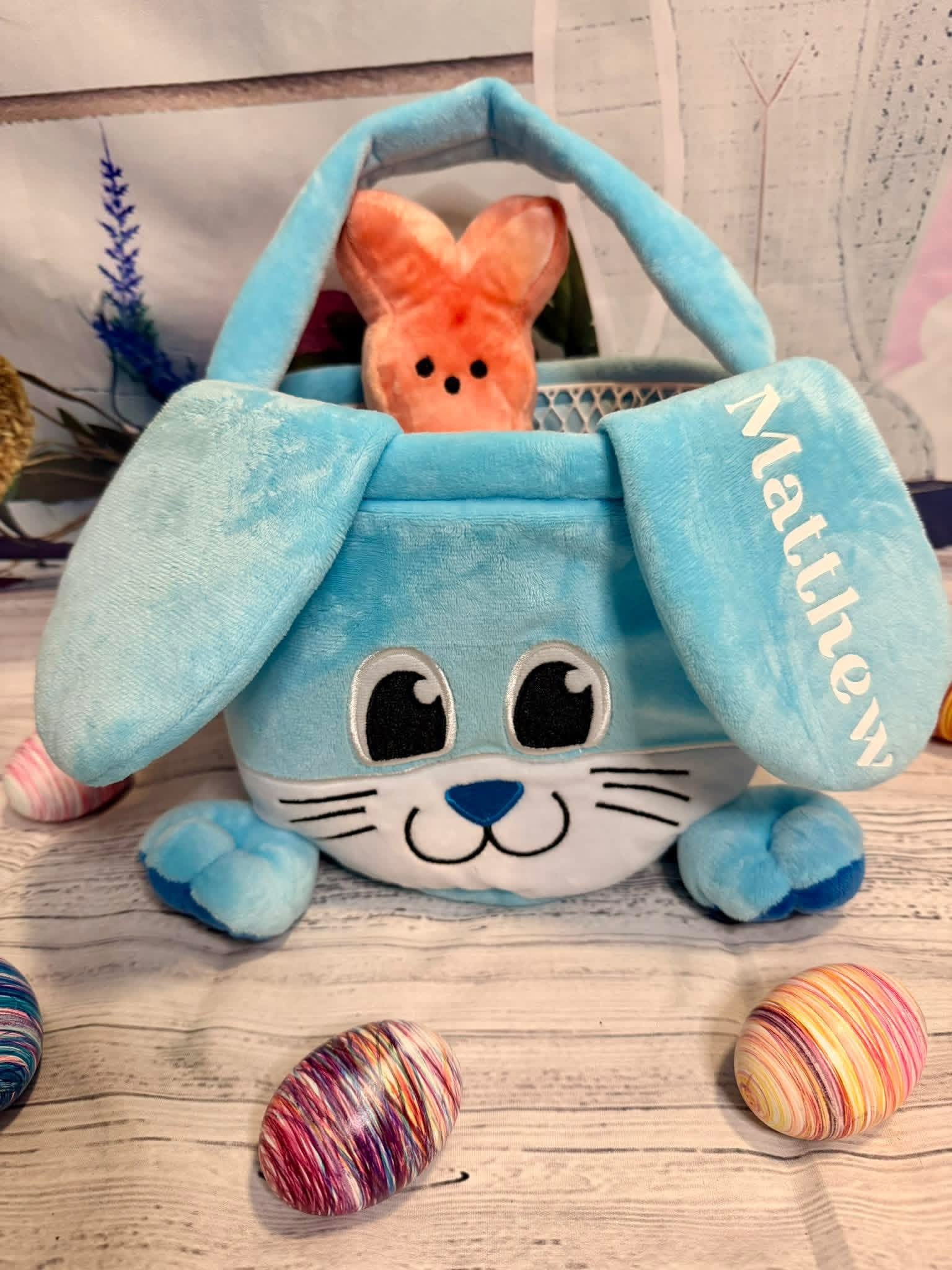 Personalized Easter Basket with Name on Ear