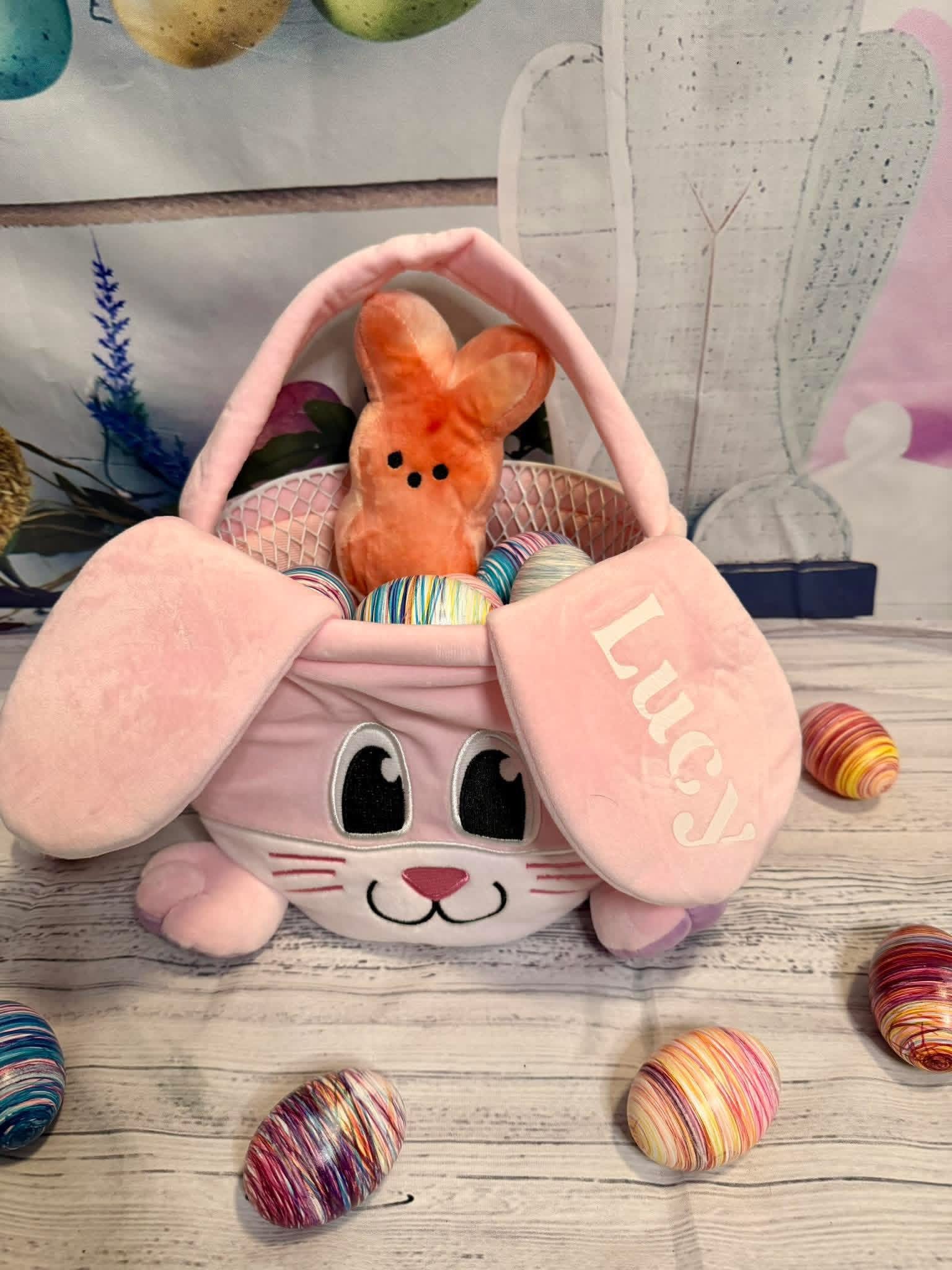 Personalized Easter Basket with Name on Ear