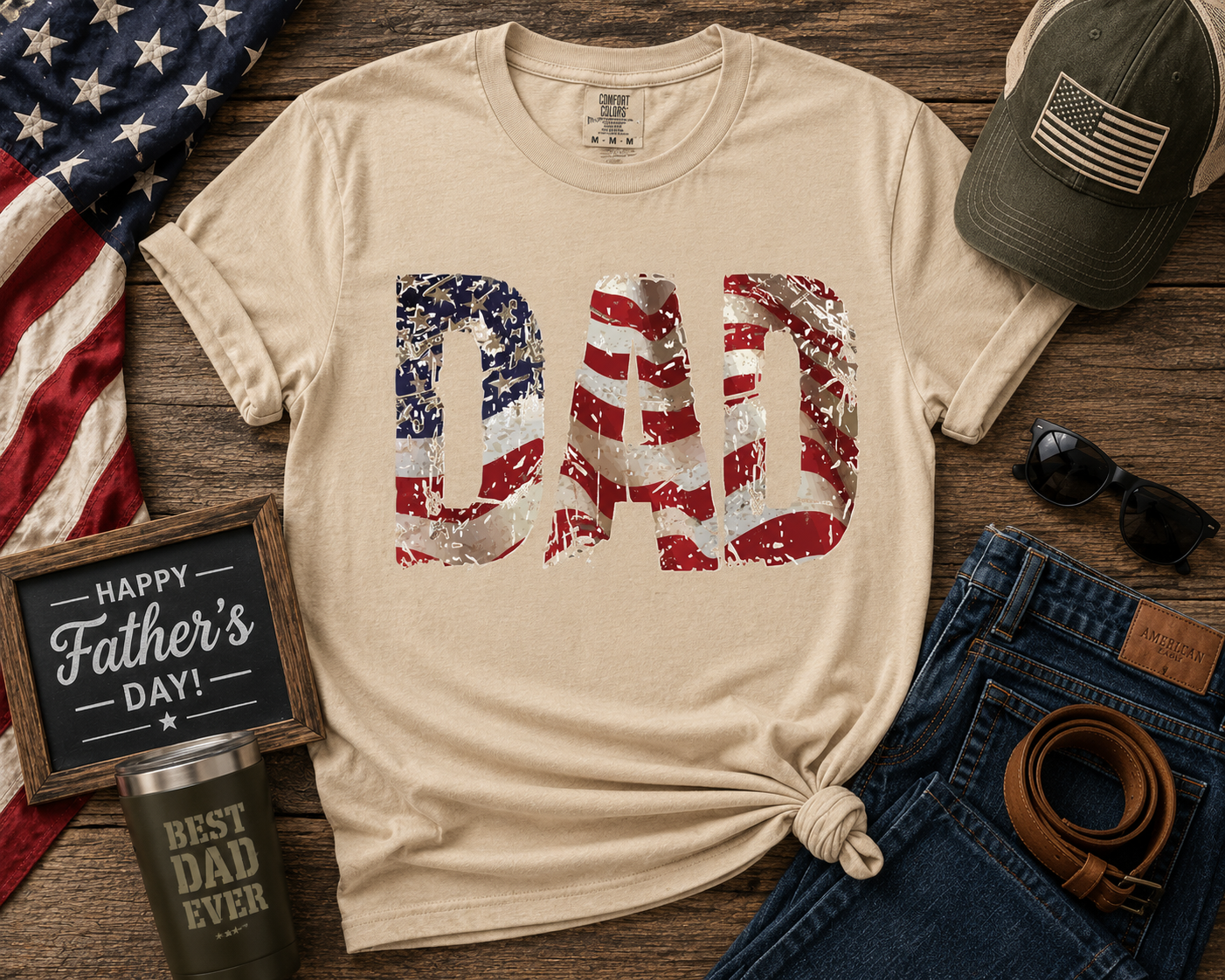 DAD Distressed Flag Men's T-Shirt