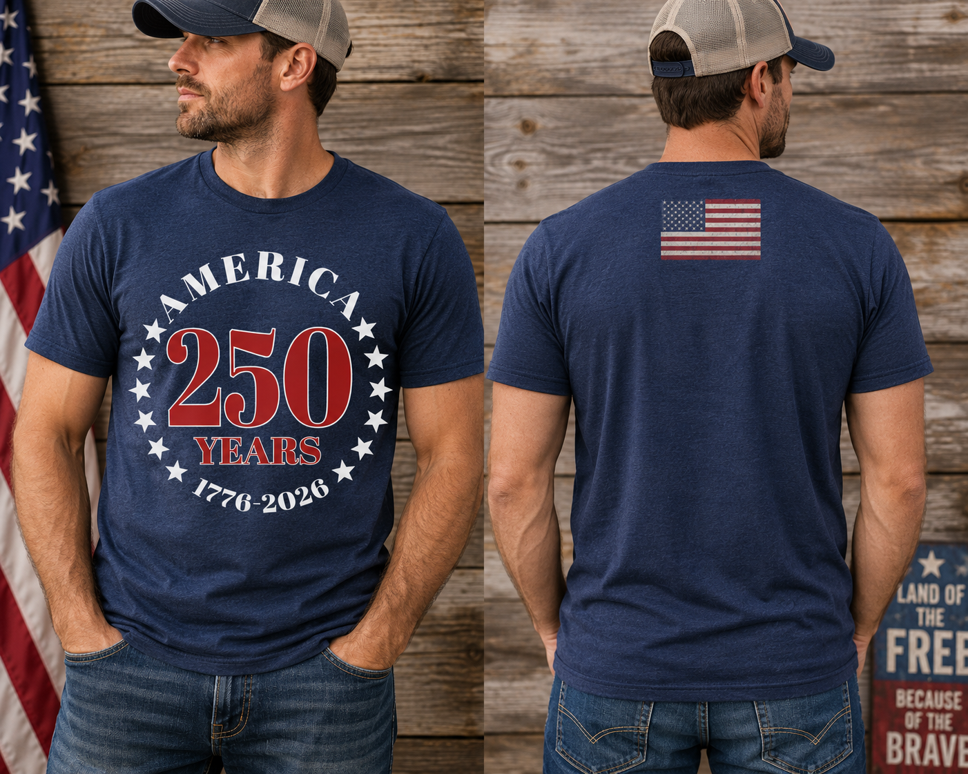 America 250 Years 1776-2026 Men's T-Shirt