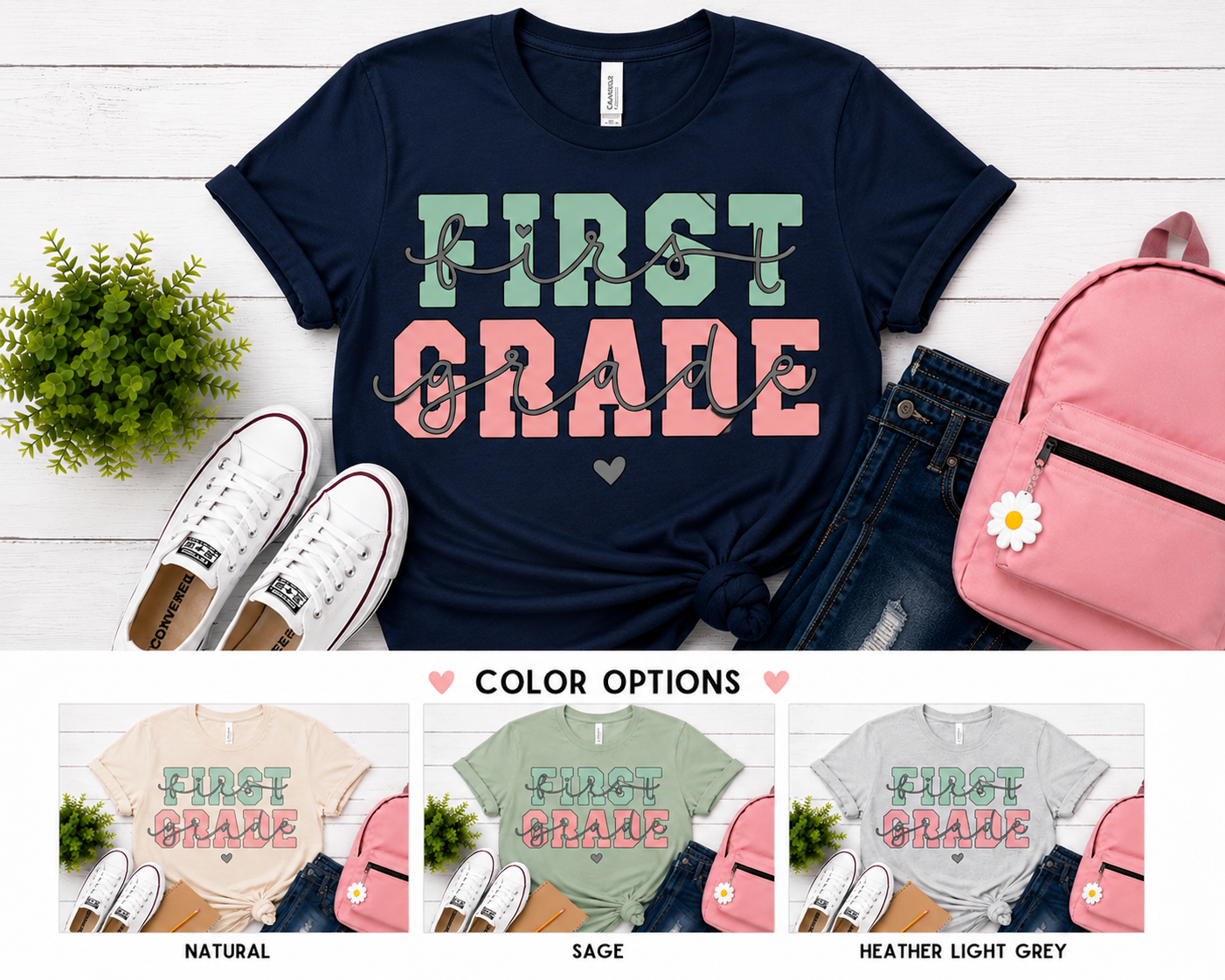 First Grade Retro Pastel T-Shirt
