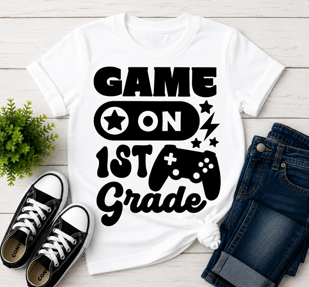 Game On 1st Grade t-shirt in white