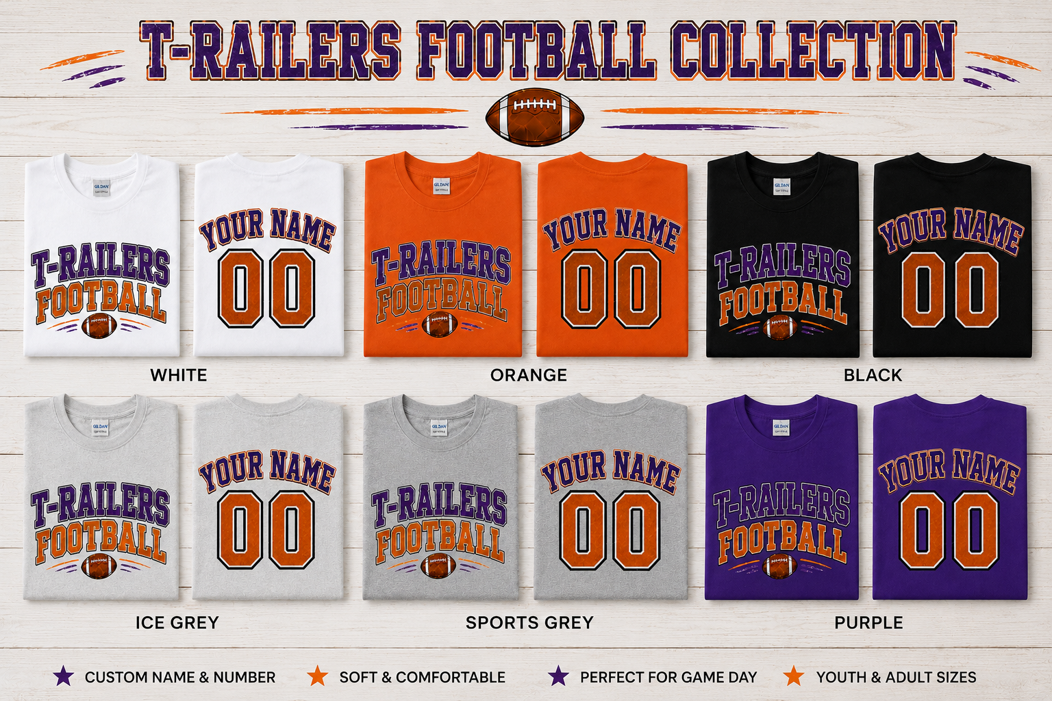 T-Railers Football T-Shirt — Vintage Collegiate Team Tee